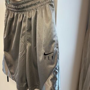 Nike Like New Silver Fly Shorts XS Youth;Like New Long, Elastic Waist and Tie,